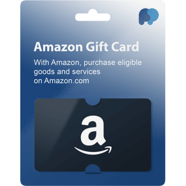 A digital representation of an Amazon Gift Card, showcasing the recognizable smile logo for e-commerce purchases