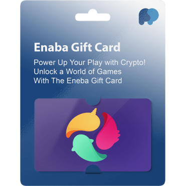 Eneba Gift Card with colorful logo, for gaming with cryptocurrency
